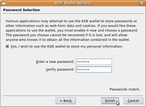 KWallet - enter passwort