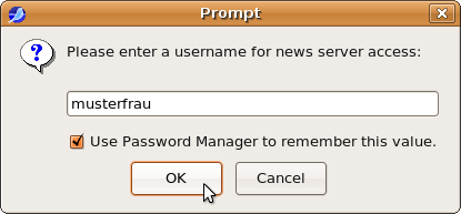 Prompt for username
